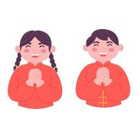 Smiling Chinese children for Chinese New Year vector