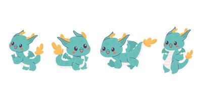 Cartoon character dragon in flat style vector