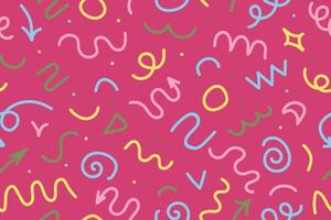 Seamless pattern of straight and wavy marker lines. Highlighting elements, vector