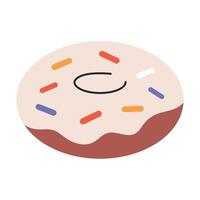 Donut with Sprinkles. Flat illustration isolated on white background. vector