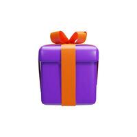 3d render Halloween present front view. illustration of realistic surprise with ribbon. Wrapped prize for party, event, birthday. Rendering gift to shopping sale. Trendy purple package with bow vector