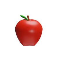 3d rendering vitamin red apple. Three-dimensional college, school education element. Realistic illustration in cartoon style. Nature organic fruit with leaf. Freshness health vegetarian diet vector