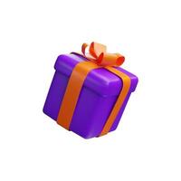 3d render Halloween plastic present. illustration of realistic surprise with ribbon. Wrapped prize for party, event, birthday. Rendering gift to shopping sale. Trendy purple package with bow vector