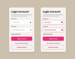 Modern login or user verification page design with error state for web and mobile ui vector