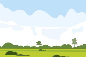 a cartoon landscape with a field and trees vector