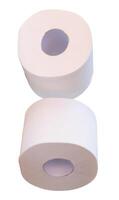 Two rolls of white tissue paper or toilet paper isolated on white background with clipping path photo