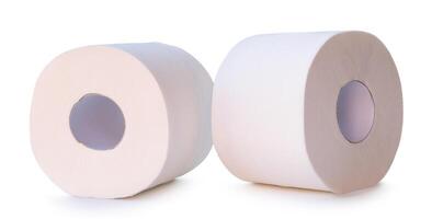 Two rolls of white tissue paper or toilet paper isolated on white background with clipping path photo