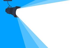 Bright spotlight shines on a blue background, creating space for your message. Simple, modern design illuminates and draws attention to key information vector