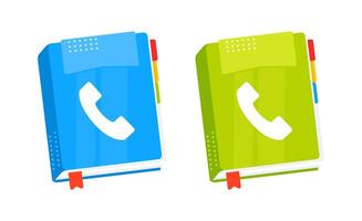 Two phone books are laying open showing phone handset icons representing customer service and client support vector