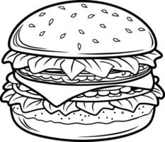Minimalist Outline Drawing of a Burger vector