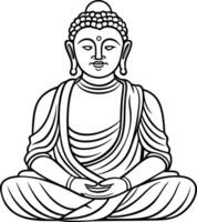 Minimalist Outline Drawing of a Buddha Statue vector