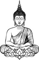 Buddha statue outline on a white background vector