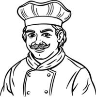 Minimalist Line Drawing of a Chef in Outline Style vector