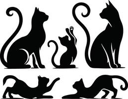 set of Cat Silhouette design vector
