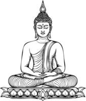 Buddha statue outline on a white background vector