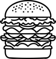 Burger outline on a white background vector