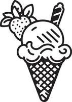 Ice cream Outline Design on a white background vector