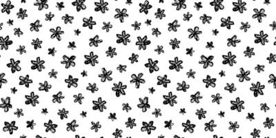 Seamless pattern with abstract silhouettes of hand draw flowers. Monochrome simple print with bloom. vector
