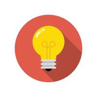 Light bulb icon with long shadow. Lamp insight sign symbol vector