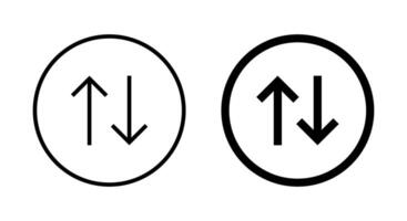 Arrows sort icon on circle line. Item sorting sign symbol vector