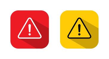 Triangle warning sign icon with long shadow. Danger, caution symbol vector