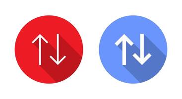 Arrows sort icon with long shadow. Item sorting button vector