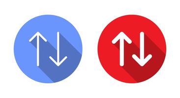 Arrow sort icon with long shadow. Item sorting button vector