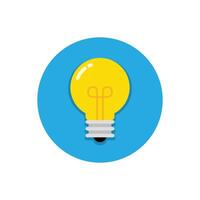Light bulb, lamp flat icon on blue circle vector