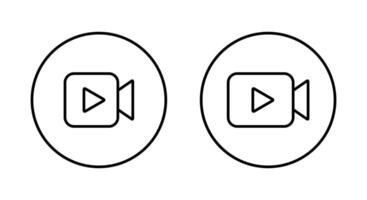 player icon on circle line. Camera with play button vector