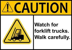Forklift sign. Forklift traffic zones in industrial and warehouse areas. Loading and unloading at transport terminals and construction sites. Lifting and moving heavy loads. Forklift warning. vector