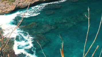 Aerial View of Turquoise Waters and Rocky Seabed video