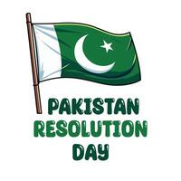 Sleek Elegant Wavy Pakistan Flag With Resolution Day Concept On White Background Illustration vector