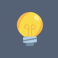yellow bulb lamp in flat design. vector