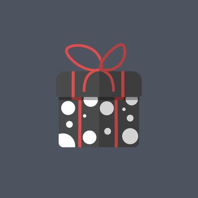 black gift box in flat design.