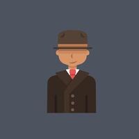man wearing suit and hat in flat design vector