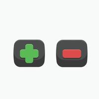 plus and minus button sign in flat design. vector