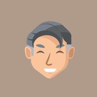 smiling old man head in flat design. vector