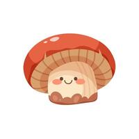 Kawaii mushroom on white background. Forest mushroom with eyes and smile. character vector