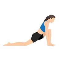 Woman doing Crescent Low Lunge Pose Variation Hands Toes or Anjaneyasana Variation Hands Toes. vector