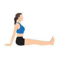 Woman doing Staff Pose Hands Back Variation or Dandasana Hasta Back Variation. vector