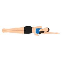 Woman doing Easy Side Reclining Pose Variation or Sahaja Anantasana Variation. vector