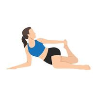 Woman doing Cat Tail Pulling Pose or Cat Tail Pulling Pose. vector