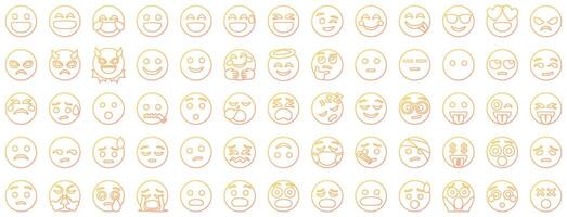 Set of 65 emoticon smile icons, Gradient style. vector