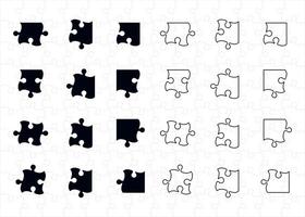 black and white outline and flat basic puzzle shape vector