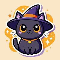 A cute cat with a witches hat sitting on a pile of books filled with magickal spells, next to a cup of coffee tea,isolate, illustration,UHD,4k,Slight aliasing, vector