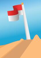 an indonesia flag on a pole in the desert vector