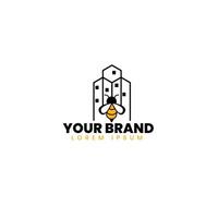 Bee and building logo design template vector
