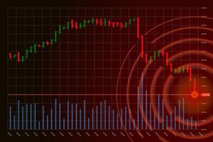 Stock market trading technical analysis bar chart fall. Business exchange candlestick graph downtrend. Crisis economy and investment loss graph. Trader financial index crash eps banner. Money losing vector
