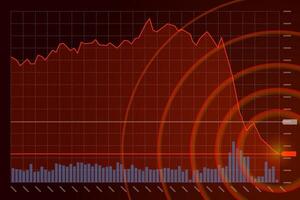 Stock market trading technical analysis bar chart fall. Business exchange graph downtrend. Crisis economy and investment loss graph. Trader financial index crash concept. Money losing eps banner vector