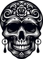 skull head illustration silhouette on white background vector